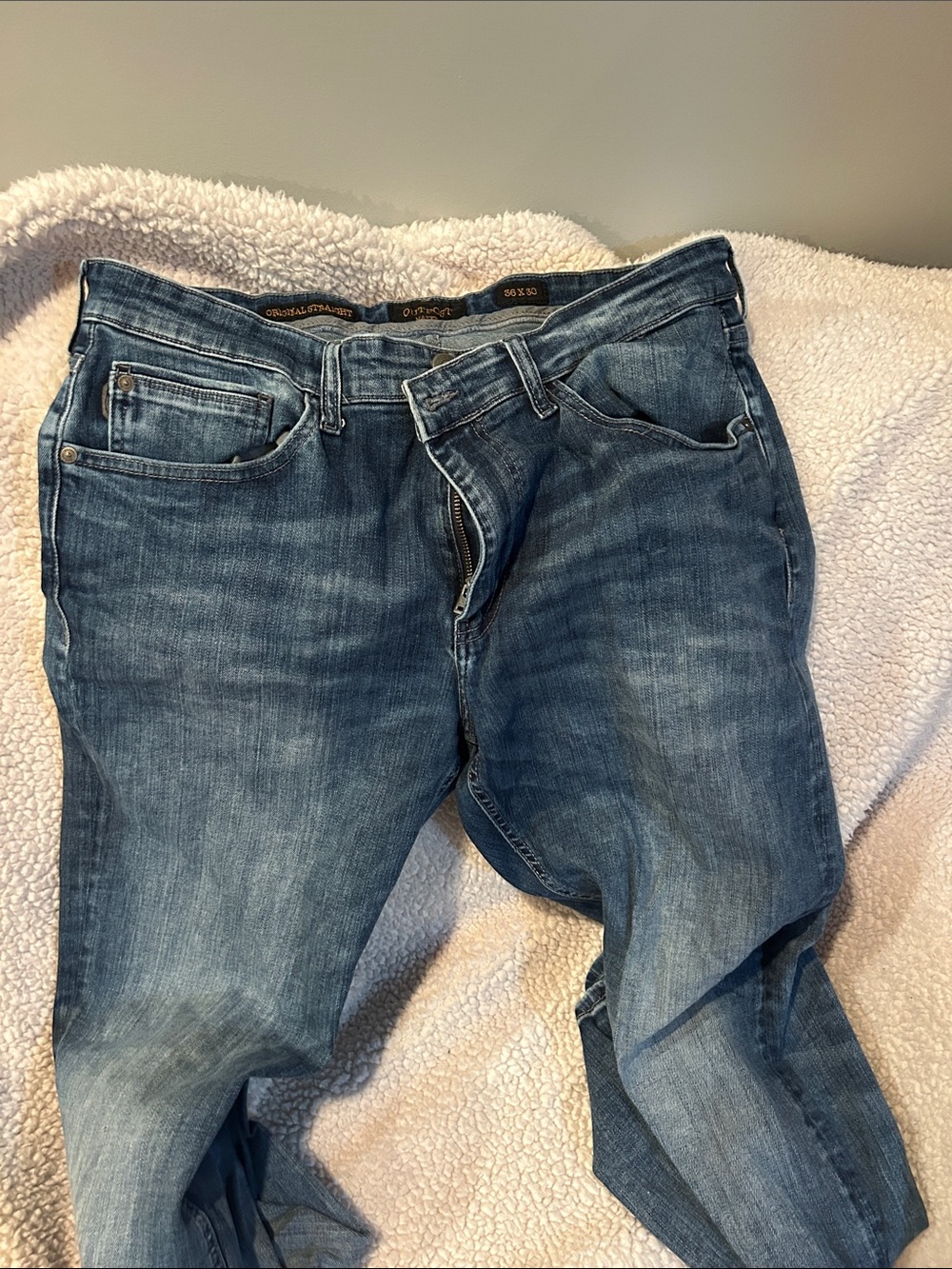 Slim Straight Men's Washed Blue Jeans